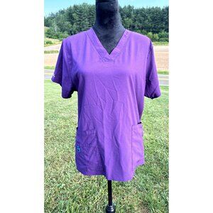 Carhartt Womens Purple V-Neck Scrub Top With Pockets Size L Nursing Dental Wear